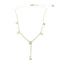 Collar Isla acero inoxidable dorado, cadena fina con seis circonitas blancas - delacabra