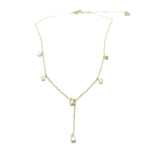 Collar Isla acero inoxidable dorado, cadena fina con seis circonitas blancas - delacabra