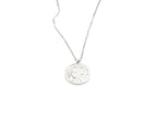 Collar Medaillon acero inoxidable plateado detalle del anverso del colgante muestra  un busto femenino coronado con hojas, leyenda de republique francaise, hipoalergénico, durable y ligero. - DELACABRA