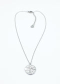 Collar Santa acero inoxidable plateado, cadena tipo rope fina y colgante alargado con una cruz, diseño atemporal y clásico. - DELACABRA
