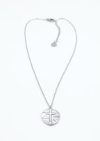 Collar Santa acero inoxidable plateado, cadena tipo rope fina y colgante alargado con una cruz, diseño atemporal y clásico. - DELACABRA
