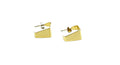 Pendientes cuadrados B Square dorados, fabricados en acero inoxidable hipoalergénico y resistente al agua, diseño minimalista y cierre mariposa.