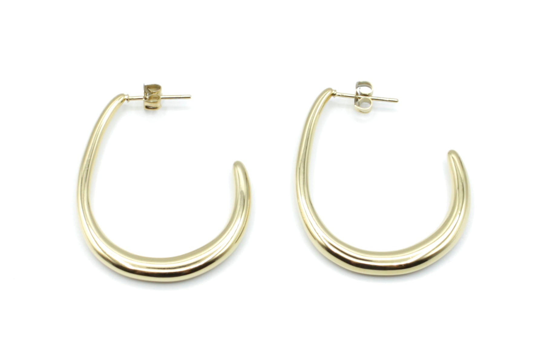 Pendientes dorados Destello hipoalergénicos en acero inoxidable, forma curva elegante y ajustable -DELACABRA
