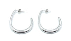 Pendientes plateados Destello de acero inoxidable hipoalergénico, forma curva moderna, resistentes al agua -DELACABRA