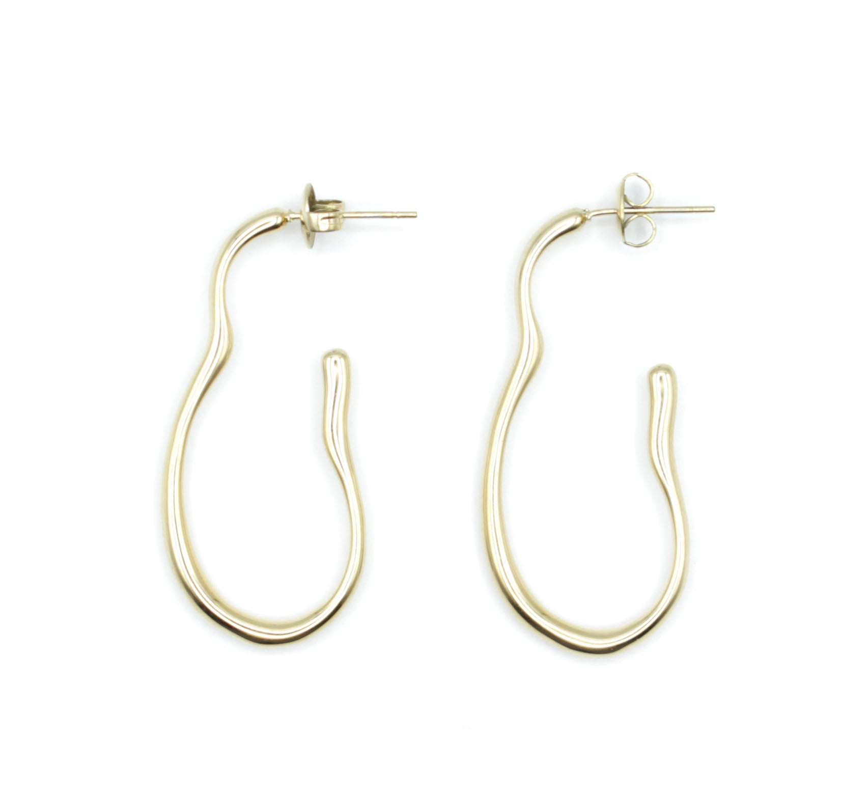 Pendientes Negroni dorados de acero inoxidable brillante, diseño irregular elegante y atemporal -DELACABRA