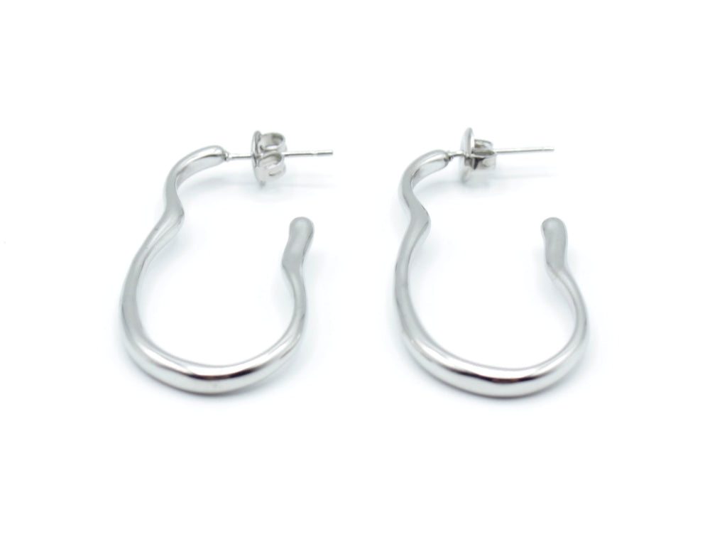 Aros Negroni plateados de acero inoxidable resistente al agua, estilo orgánico minimalista -DELACABRA
