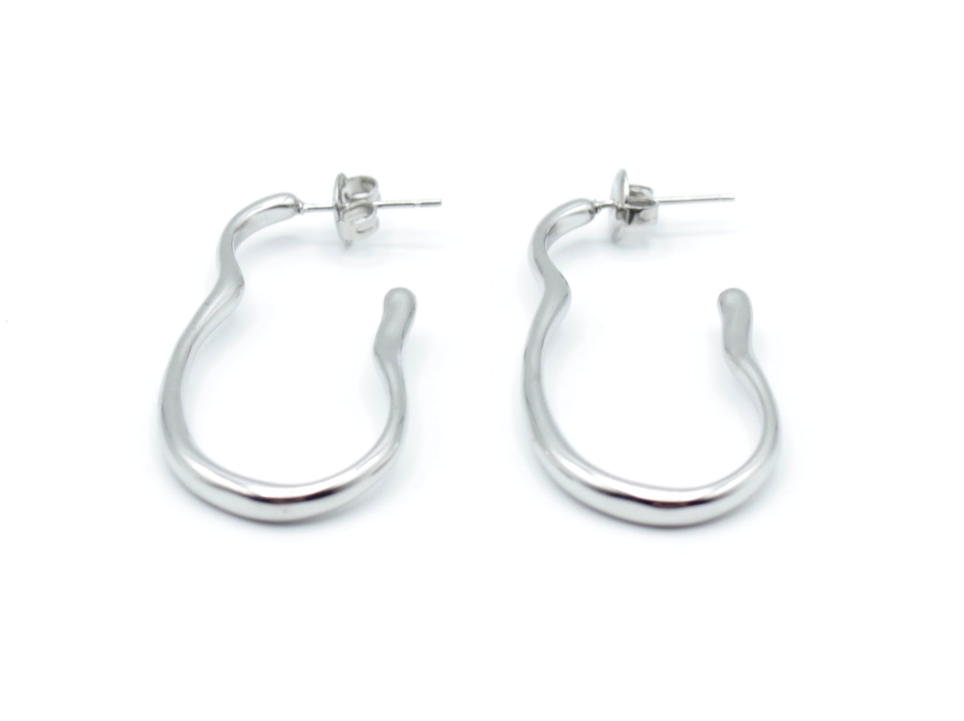 Aros Negroni plateados de acero inoxidable resistente al agua, estilo orgánico minimalista -DELACABRA