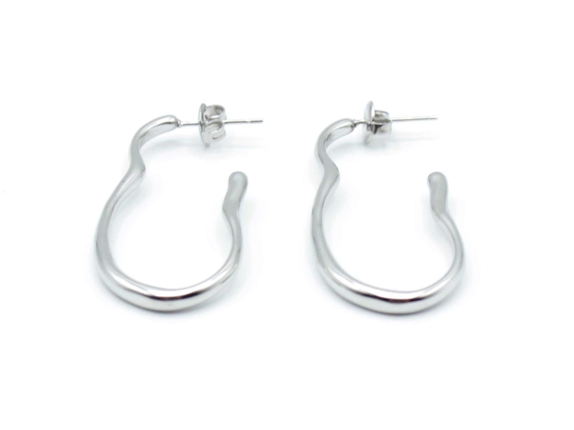 Aros Negroni plateados de acero inoxidable resistente al agua, estilo orgánico minimalista -DELACABRA