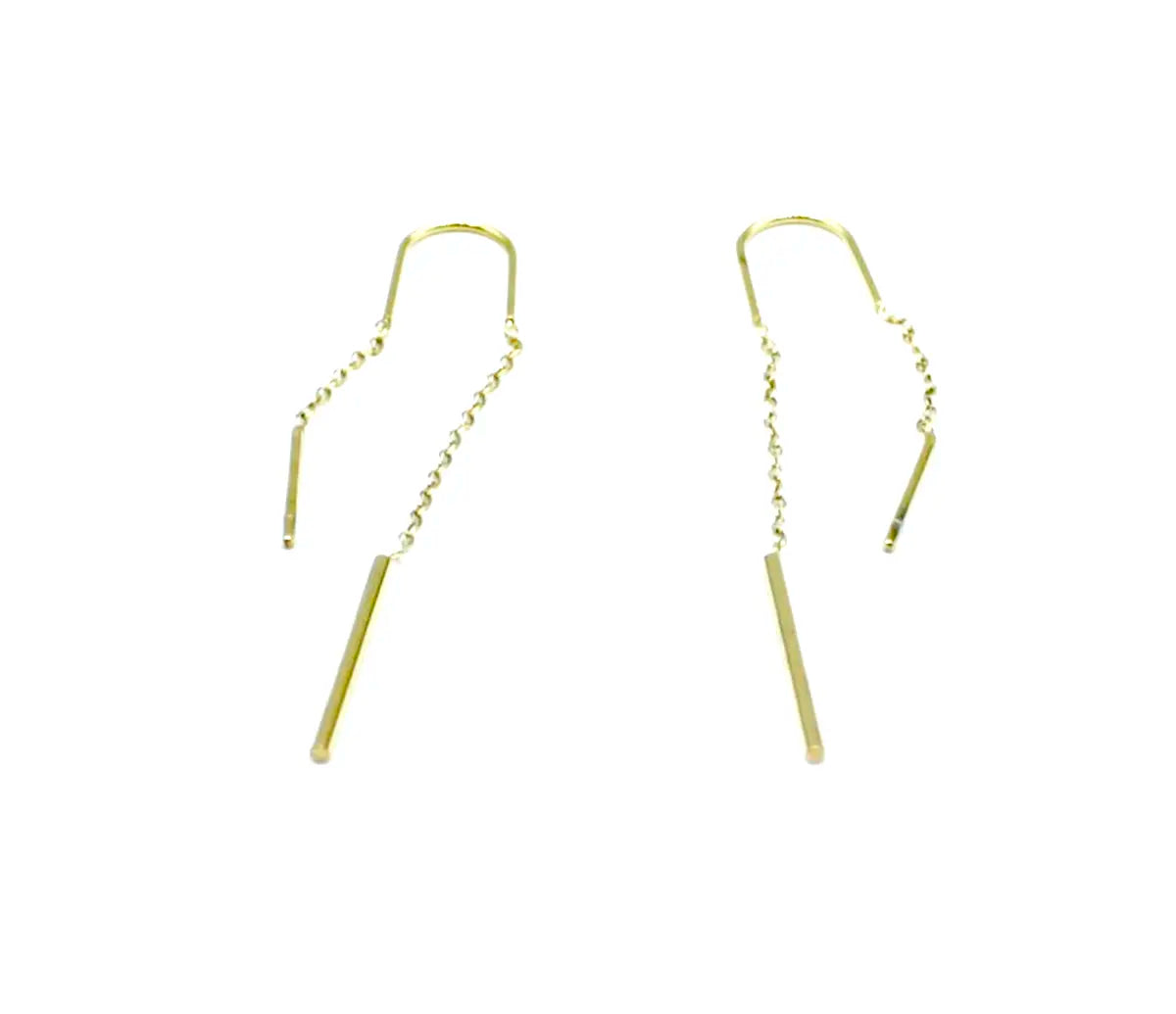 Pendientes Light Bridge dorados de acero inoxidable, diseño minimalista con cadena y barras colgantes, hipoalergénicos, resistentes al agua y duraderos - DELACABRA