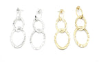 Pendientes Nicols acero inoxidable plateado y dorado, diseño moderno con textura martillada, acabado brillante, resistente al agua, elegante y versátil. DELACABRA SHOP