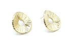 Pendientes Bianca acero inoxidable dorado diseño circular con orificio en el centro,acabado brillante con relieve. - DELACABRA