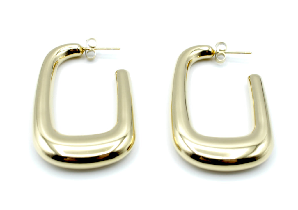Pendientes Sunlight dorados en acero inoxidable hipoalergénico, diseño rectangular elegante y duradero -DELACABRA