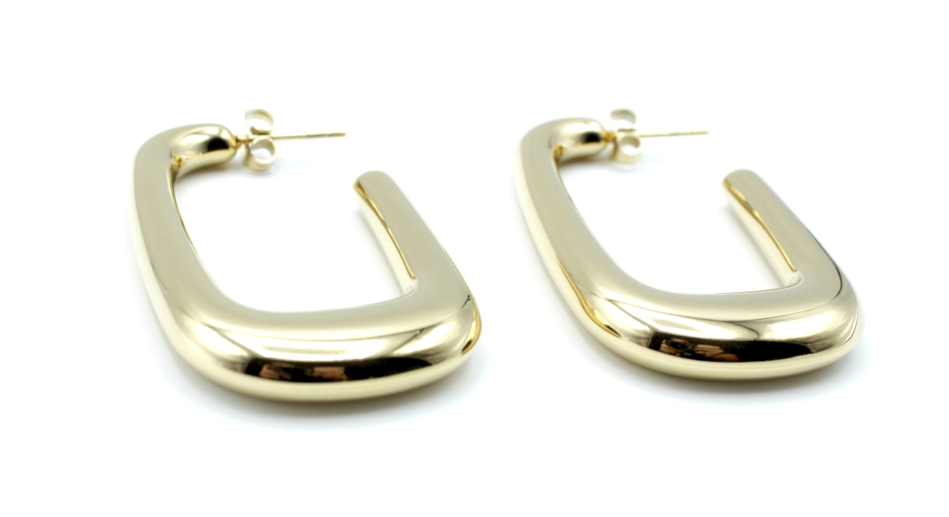 Aros Sunlight dorados de acero inoxidable brillante, estilo geométrico moderno y sofisticado -DELACABRA